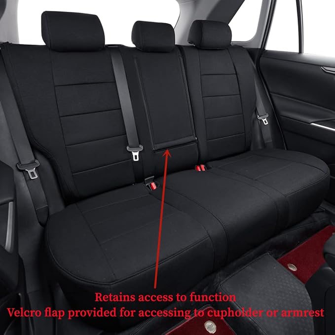 coverdream RAV4 Hybrid Seat Covers Custom Fit for 2019-2024 2025 Toyota RAV4 Hybrid (Not for XSE/SE/Plug-in Hybrid),Full Coverage,Airbag Compatible,Polyester Car Seat Protector(Full Set,Black)