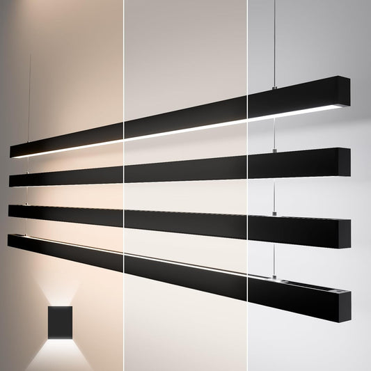 8FT LED Linear Light,100/90/80/70/60W Up and Down Light, 3000/4000/5000K CCT,Commercial And Residential Linear Lights Fixture for Office,Pendant Lights for Home,Shop,Garage,Basement,School-4Pack