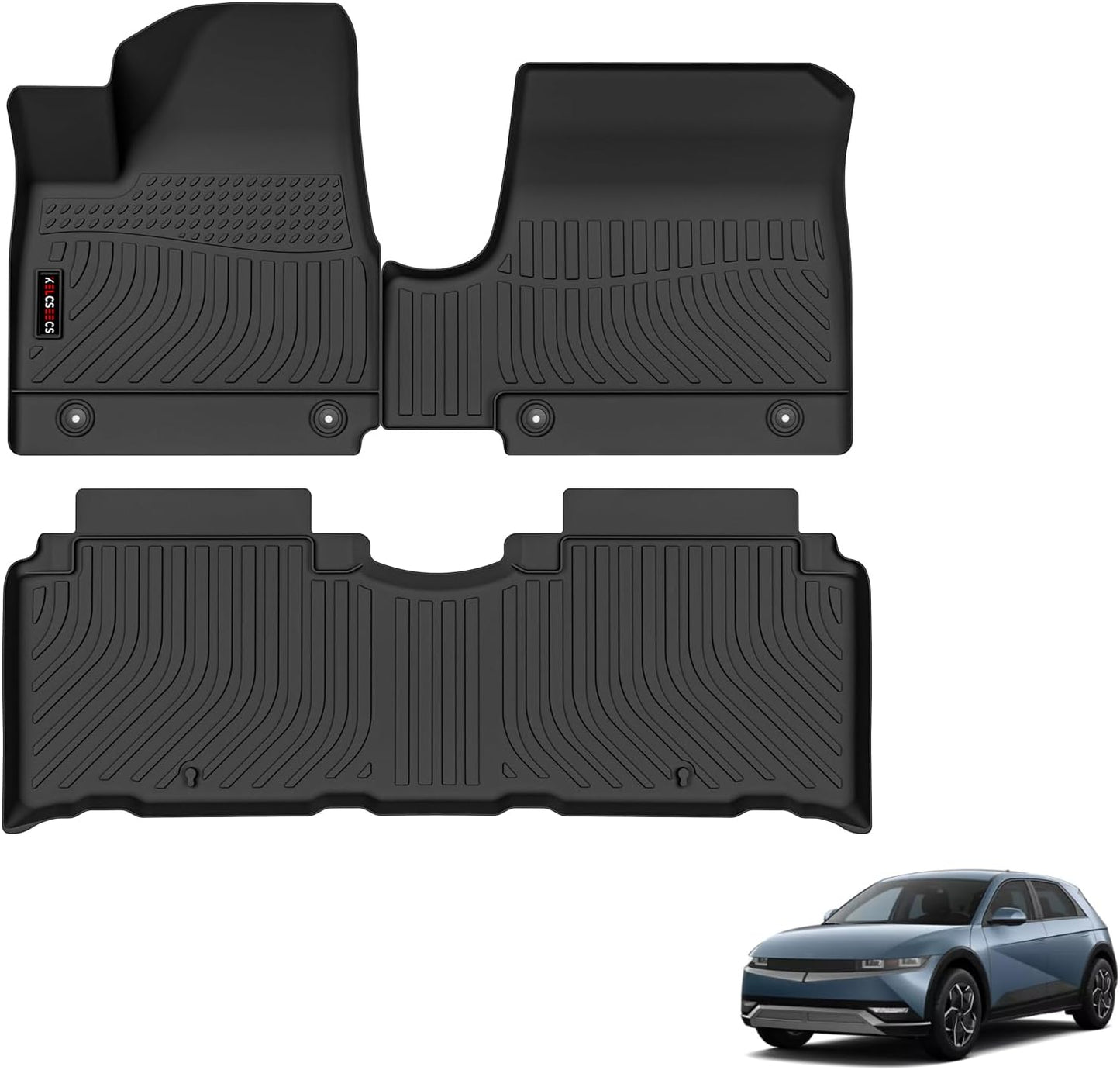 KELCSEECS Floor Mat Custom for 2024 2023 2022 Hyundai Ioniq 5 Unmovable Center Console (Fixed Center Console) All Season Guard for Car Mats TPE Floor Liners Ioniq 5 Accessories Front & Rear Row