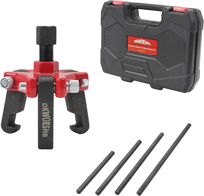 Harmonic Balancer Puller & Crankshaft Pulley Removal Tool Kit - 3 Jaw Puller Set Compatible with GM, Chevrolet, Cadillac, Chrysler, Ford, Dodge, Jeep, LS Engine, and More