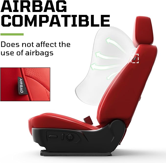 Seat Covers Fit for Chevy Silverado 1500 & GMC Sierra 1500 Crew Cab(2019-2025),Faux Leather Automotive Seat Covers,Custom Pickup Car Seat Covers Full Set,Red(with Rear Cup Holder/Seat Back Storage)