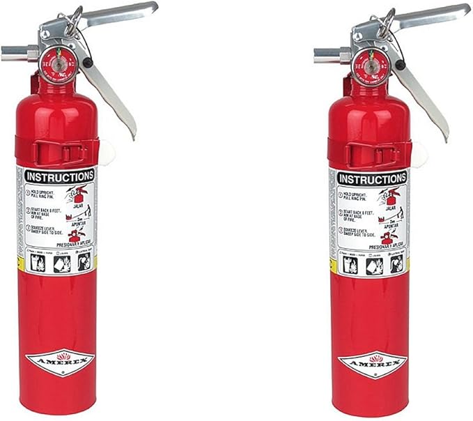 Amerex B417, 2.5lb ABC Dry Chemical Class A B C Fire Extinguisher, with Wall Bracket (2-Pack)