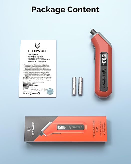 ETENWOLF Digital Tire Pressure Gauge 2 Pack, Industrial Tire Gauge 3-200 PSI, Calibrated to ANSI B40.7 Grade 2A(Plus-Minus 0.5%), Air Pressure Gauge with Replaceable AAA Batteries (Space Grey)