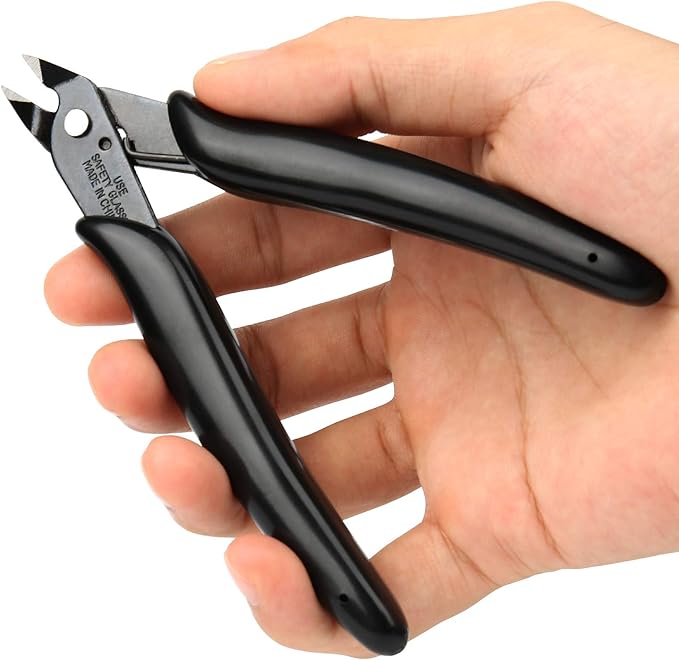 BOENFU Small Wire Cutter Jewelry Wire Cutters Zip Tie Cutters 2-Pack Flush Cut Nippers Precision Small Side Cutting Pliers for 3d Print, Plastic Models, Jewelry, Electronics, Black, 5 Inches, BF-170