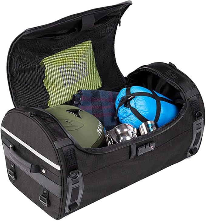 Niche Stackable Tail Bag, Three sizes, Motorcycle Rear Seat Bag with Waterproof Rain Cover, Motorbike Travel Luggage, Zipper closure, Large Capacity-22L