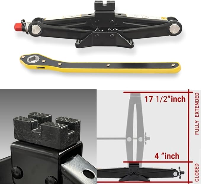 Modern Spare Tire Changing Ultra Kit for Dodge Challenger – Proprietary Scissor Jack Design with Dodge-Specific Jack Head & High-Leverage Cross-Wrench System for Easy Storage