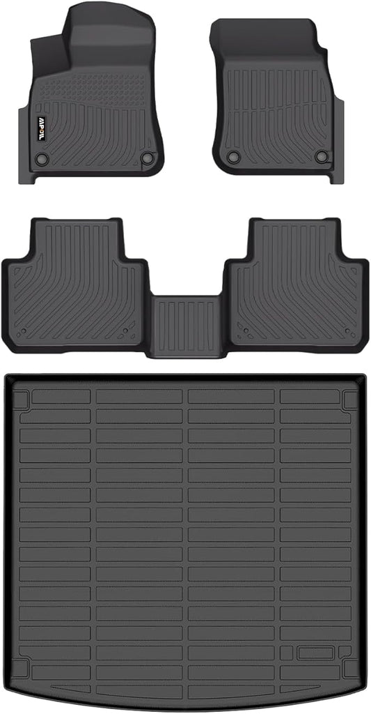 AIPOIL® Floor Mats & Cargo Liner Set for 2019-2025 Porsche Cayenne All Weather Protection TPE Anti-Slip Automotive Full Set Custom Car Mats Accessories - Black