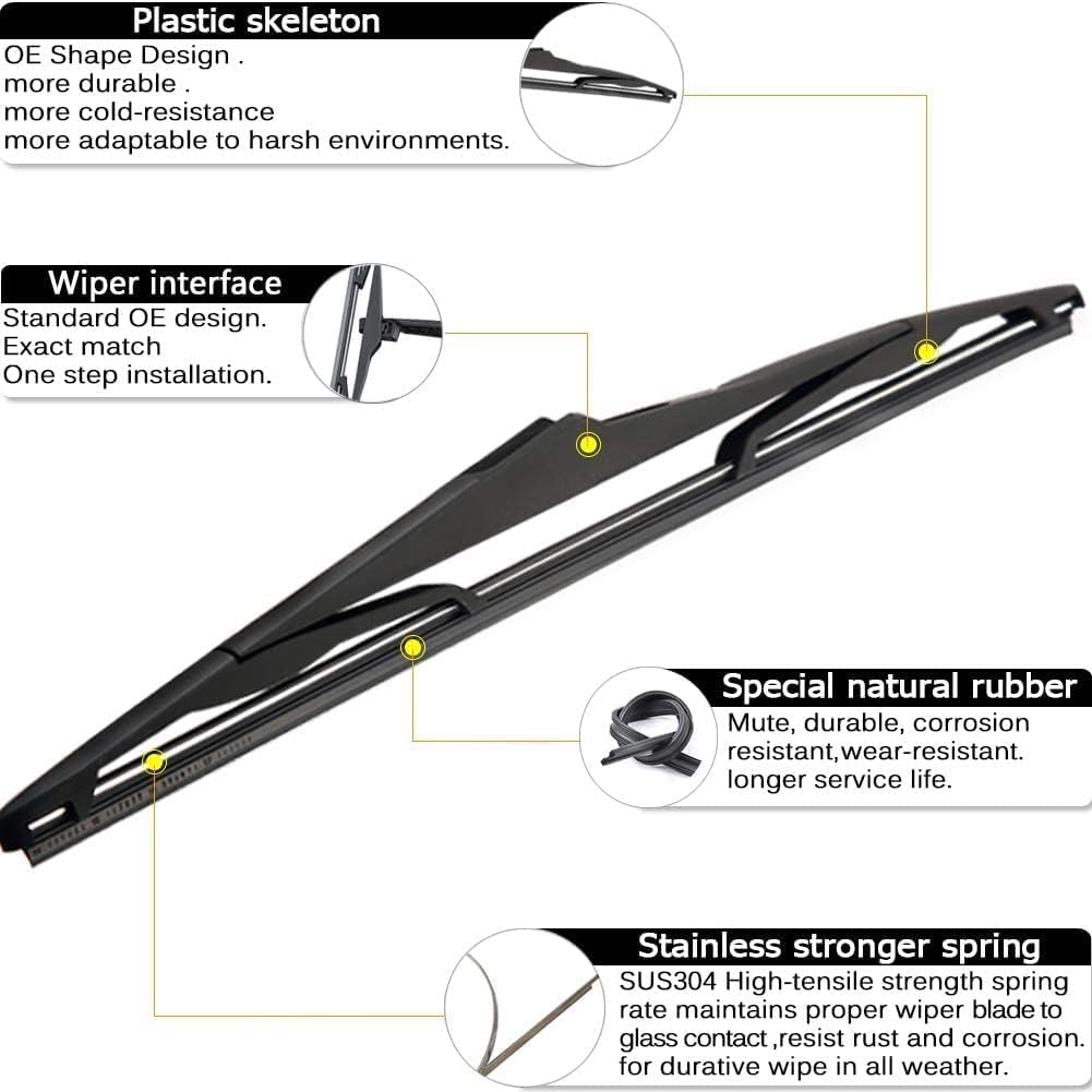 AUTOBOO 15"+15" Windshield Wipers with 13 Inch Rear Wiper Blade Replacement for Jeep wrangler JK 2008-2018,Jeep wrangler 2007-2017-Original Factory Quality (Pack of 3)