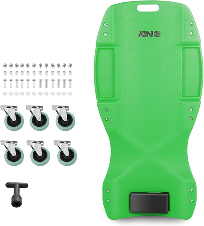 DNA MOTORING TOOLS-00240 48 Inches Heavy-Duty Low-Profile Roller Automotive Creeper with Padded Headrest, Green
