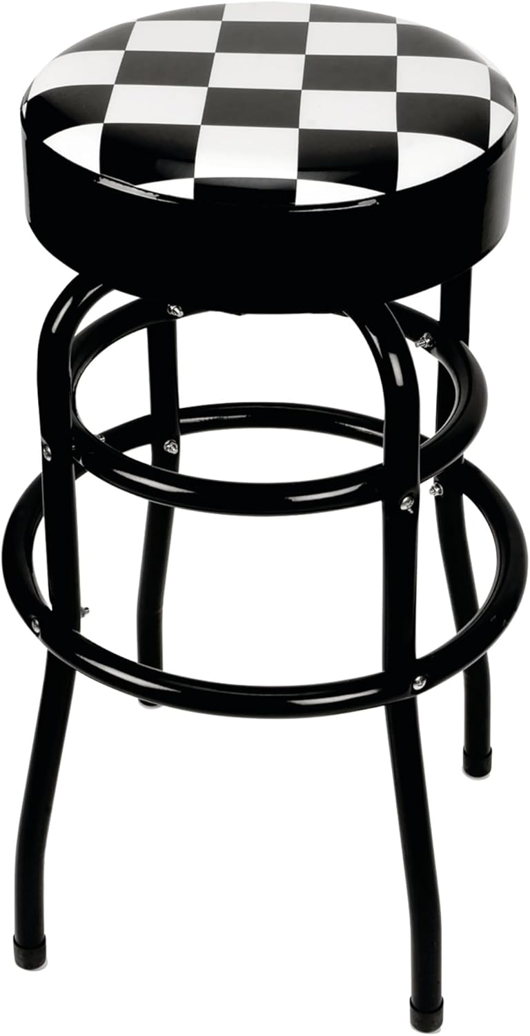 Performance Tool W85023 28-1/2-Inch Checkerboard 360 Degree Swivel Stool, Heavy Duty Steel Frame Is Perfect for Home, Bar and Shop