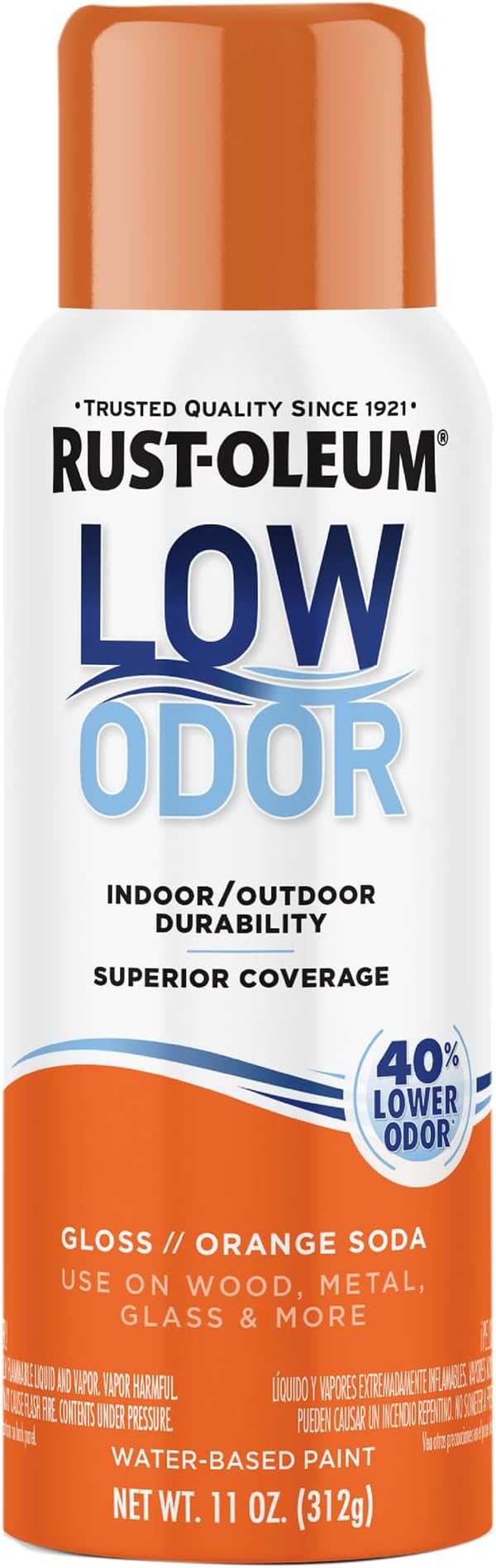 Rust-Oleum Low Odor Premium Spray Paint, 11 oz, Gloss Orange Soda