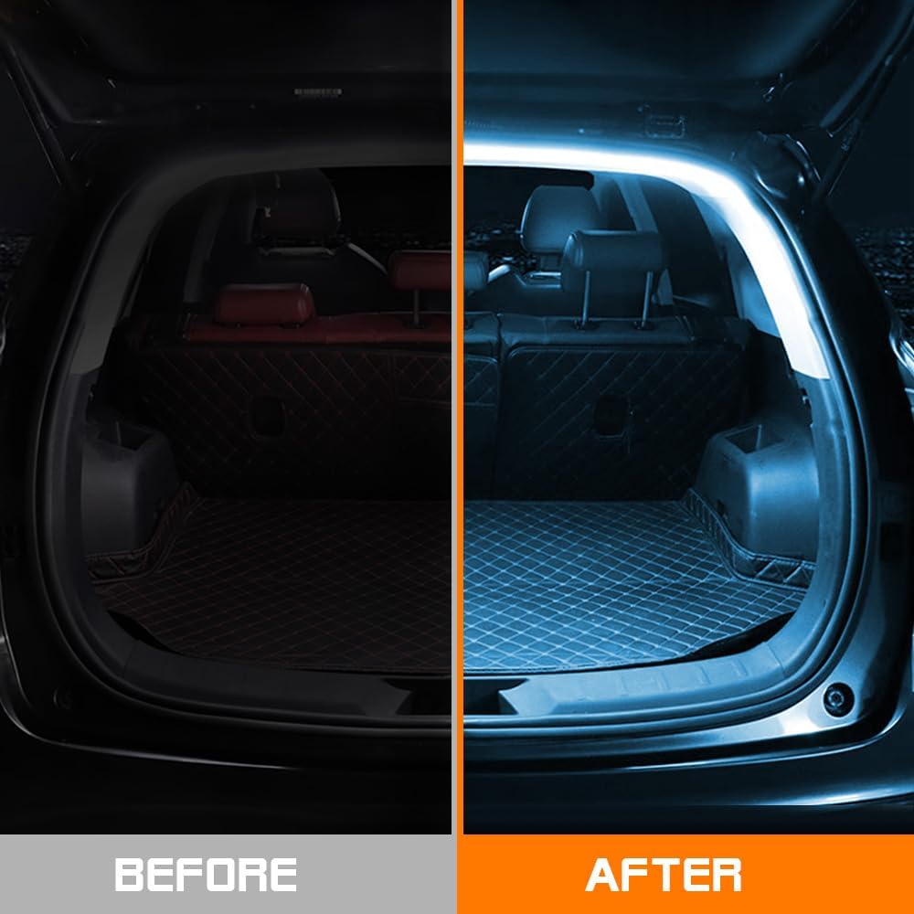 Car LED Strip Light For Trunk, 158Inch IP67 Silicone Waterproof Neon Light Strip Embedded, Flexible Cutting Universal Auto Interior Lights(Ice Blue)