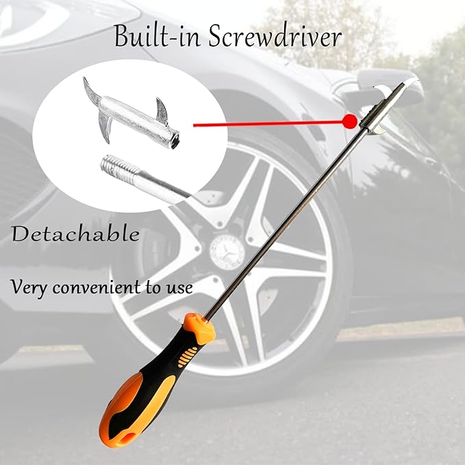 Automotive Tire Stone Cleaning Hook Multifunctional Portable Tire Stone Removal Tool Stainless Steel Car Tyre Protector Repair Tool Wheel Cleaning Tool with Screwdriver
