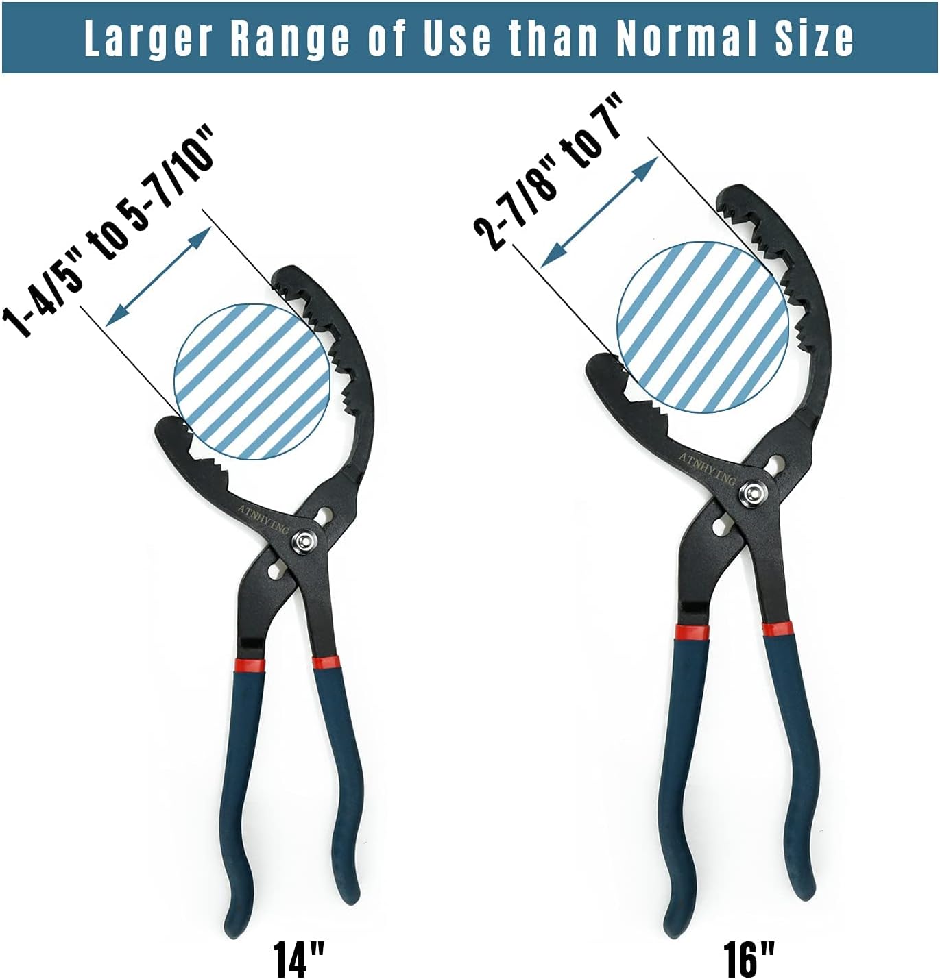 Oil Filter Wrench Set, 12" & 14" 2pcs Adjustable Oil Filter Pliers, Oil Filter Removal Tool, Universal, No Slipping for Engine Filters, Conduit, Fittings