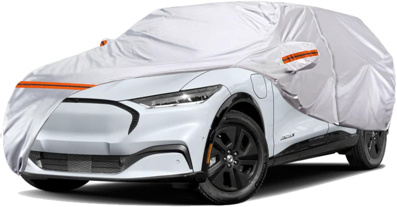 TUCAREST 6 Layers Full Car Cover for SUV- Waterproof, Insulated, Anti-UV, Snow-Proof, Anti-Wind, All-Weather, Thickened Protection, up to 189 in