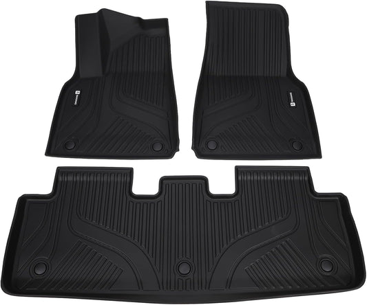 Car Foot Mats for Tesla Model Y with 4 TPE Materials On The Front and Rear Rows Suitable for All Weather Conditions Suitable for Model Y 2020-2024