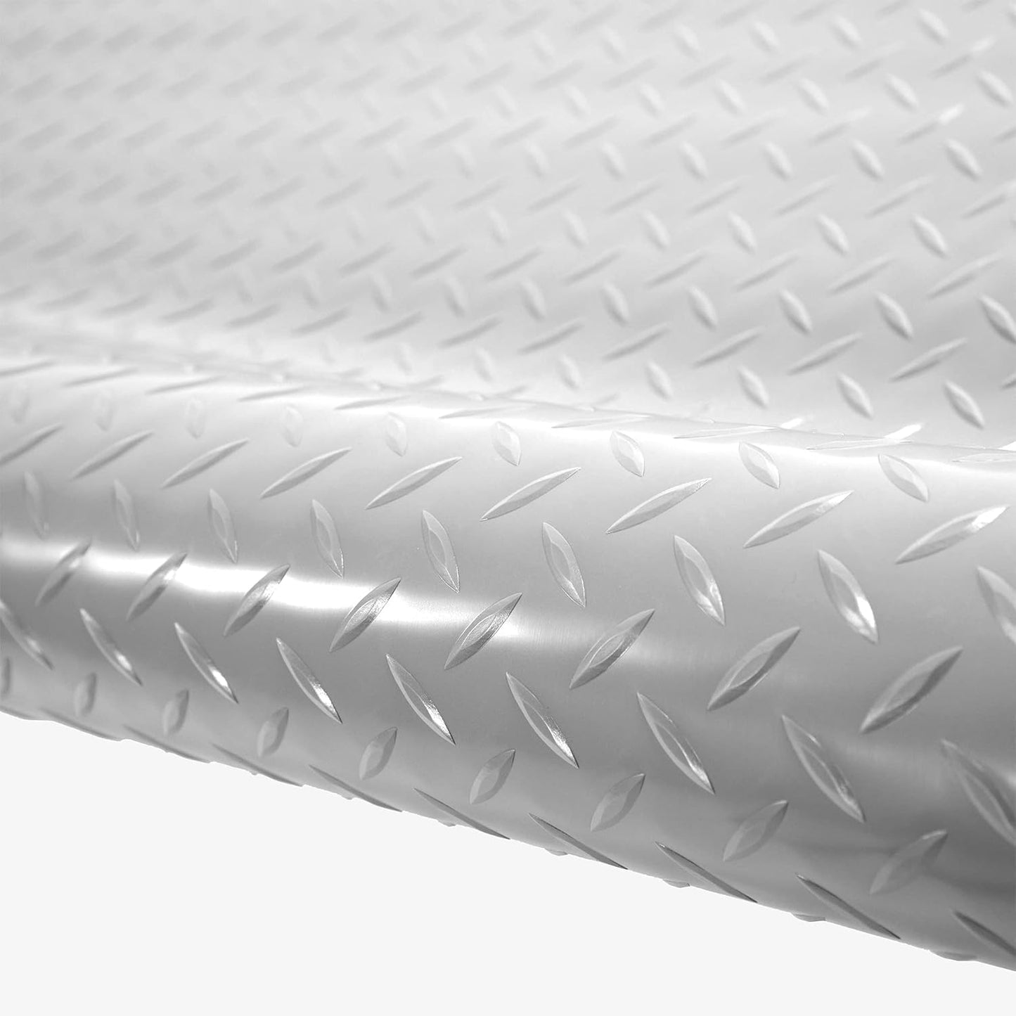 IncStores 2.5mm Thick Commercial-Grade Nitro Roll Garage Floor Mat | Flexible Vinyl Floor Mat for a Stronger and Safer Garage, Workshop, or Trailer | Diamond-Plate, Stainless Steel, 7.5' x 17'