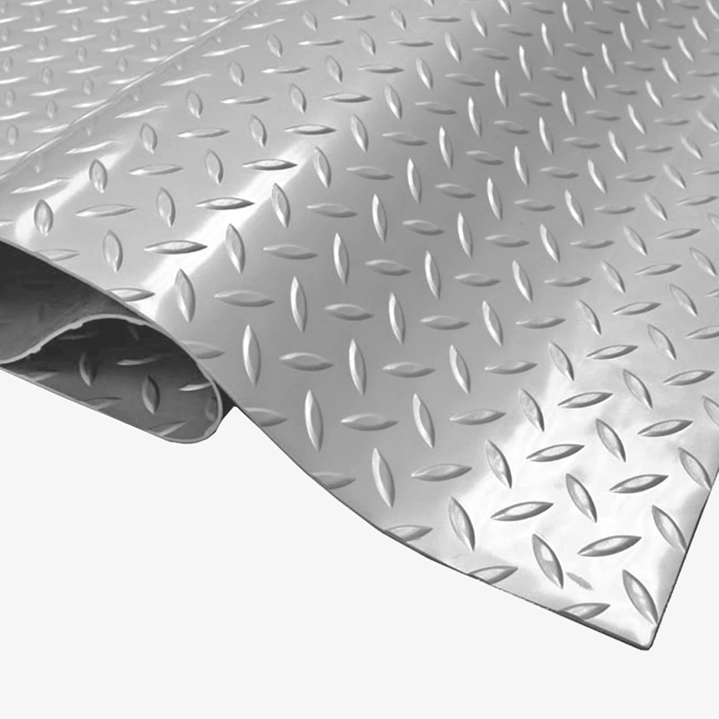 IncStores 2.5mm Thick Commercial-Grade Nitro Roll Garage Floor Mat | Flexible Vinyl Floor Mat for a Stronger and Safer Garage, Workshop, or Trailer | Diamond-Plate, Stainless Steel, 7.5' x 40'