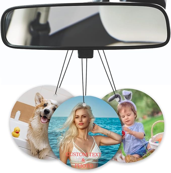Custom Air Freshener for Car - Double Sided Photo Personalized Car Scents Air Freshener, Smell Air Fresheners With Picture for Wardrobe, Bathroom,Hanging Ornaments (Round-1PCS)
