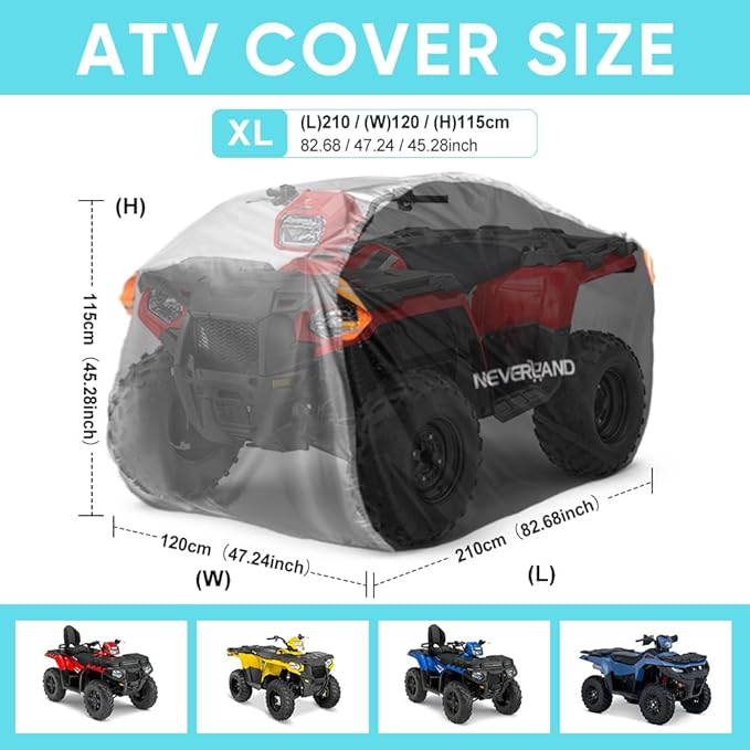 Neverland ATV Cover Waterproof Heavy Duty XL Universal Quad Cover Outdoor Storage Cover 4 Wheeler Rain Cover All Weather for Polaris Sportsman Yamaha Honda Kawasaki Quad Bike