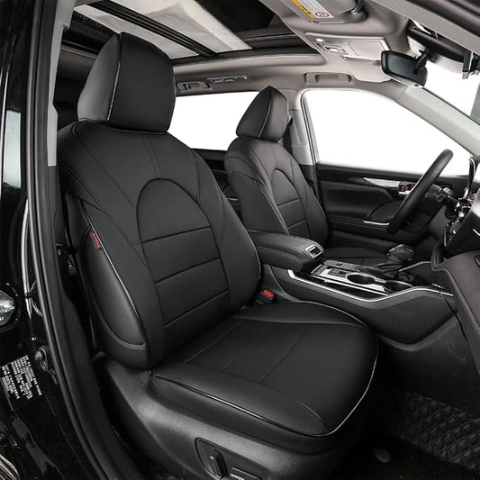 EKR Grand Highlander Seat Covers for Trucks Toyota Grand Highlander 2024 2025 2026,2nd Row 40/60 Split,Leather Car Seat Protectors, Seat Covers Full Set -Faux Leather(Black)