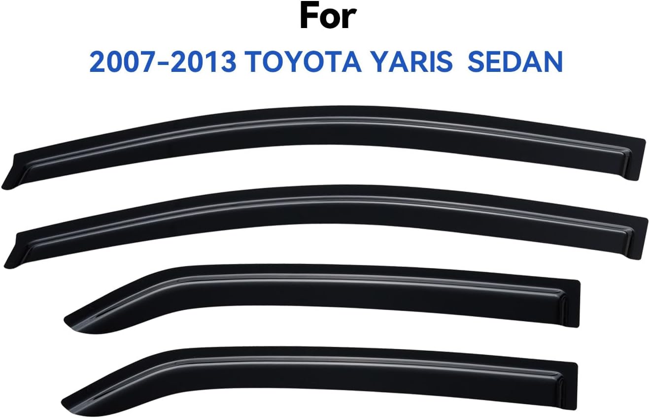 Window Visors Rain Guards for 2007-2013 Toyota Yaris Sedan, Out-Channel Window Vent Wind Deflectors Visors Shades for 07-13 Toyota Yaris