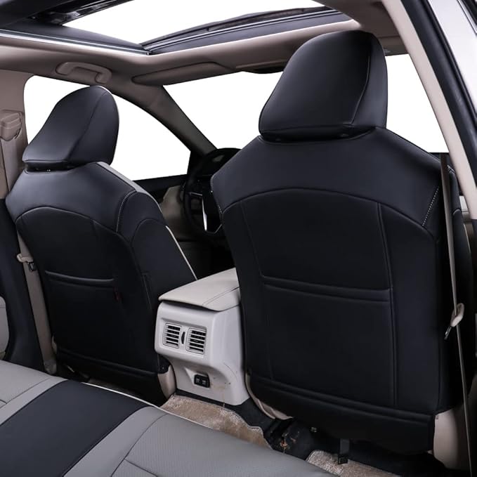 EKR Camry Seat Covers for Toyota Camry TRD 2020 2021 2022 2023 2024,Waterproof Truck Seat Cushion Protectors,Leather Car Seat Cover Full Set -Faux Leather (Black/Gray)