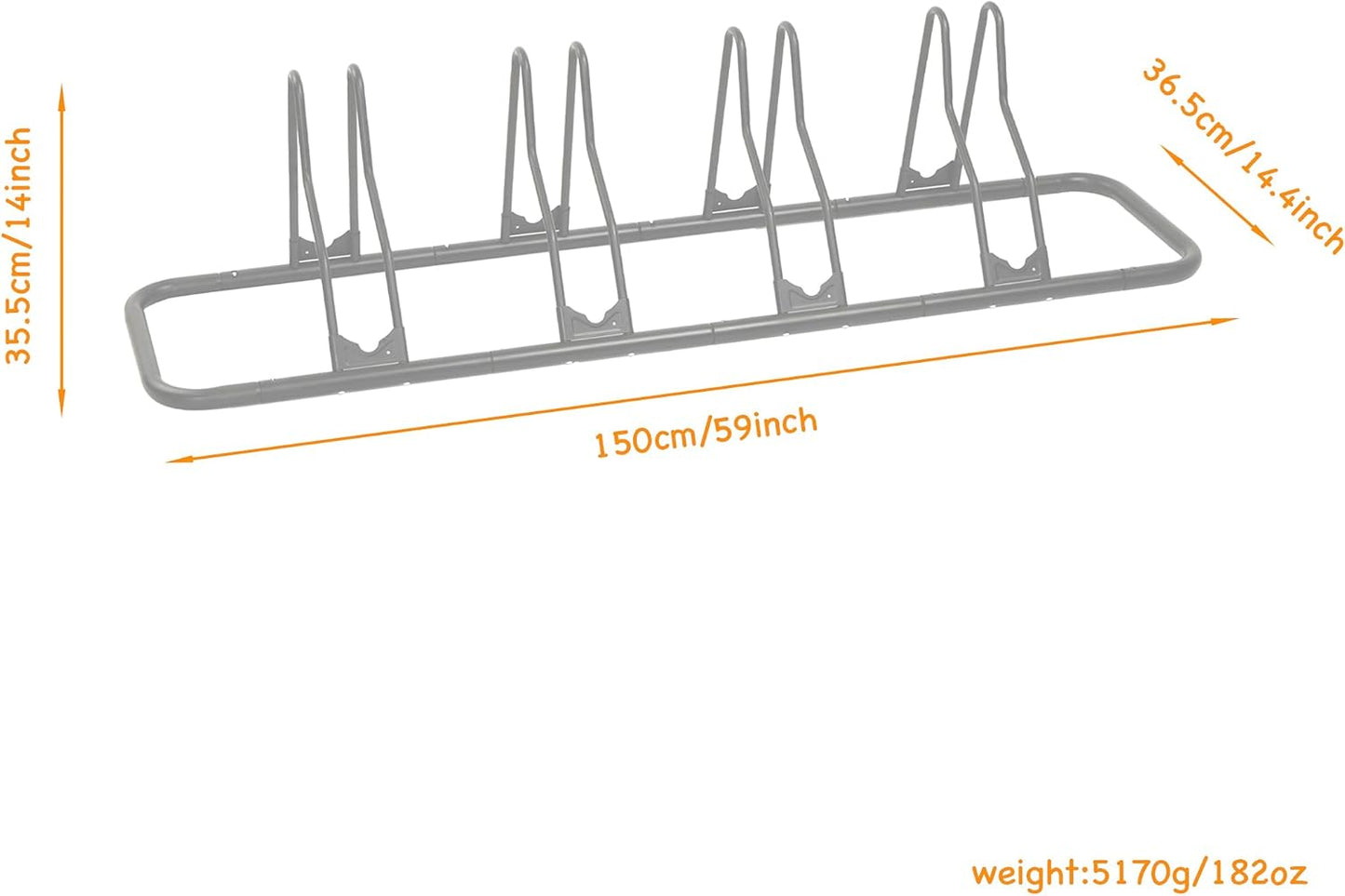 CyclingDeal Bike Rack Floor Parking Bike Stand for up to 6 Bicycles | Indoor, Home & Garage Storage Rack | Stable & Secure Bicycle Stand w/Tire Grooves Up to 29", Holding Plates & Custom Spacing