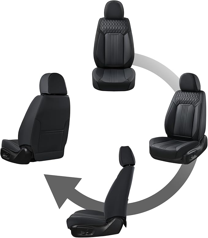 Coverado Seat Covers, Car Seat Covers Front Seats, Black Seat Cover, Waterproof Car Seat Cushion, Front Car Seat Covers Leatherette Car Seat Protector Universal Fit Most Cars