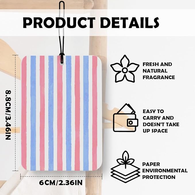 Patriotic Wine American Flag Car Air Freshener 3 Pcs, Independence Day Patriotic Striped Fireworks Cocktail Air Freshener Hanging Decor for Cars Closet Drawer Books Accessories Gifts
