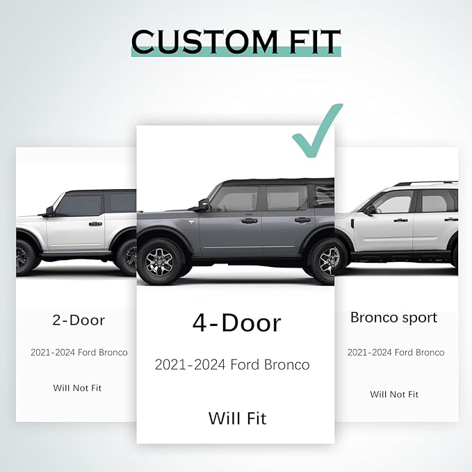 KARPAL Floor Mats for 2021-2026 Ford Bronco 4 Door (Not fit Sport & Rubberized Floor), All Weather TPE Protection Custom Fit Floor Liners, 1st & 2nd Row & Trunk Mat Ford Bronco Accessories Car Mats