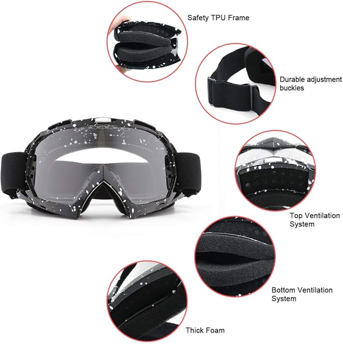 SPOSUNE Dirt Bike ATV Goggles UV400 Motorcycle Goggles for Men Women Youth Motocross Riding Goggles Windproof Dustproof