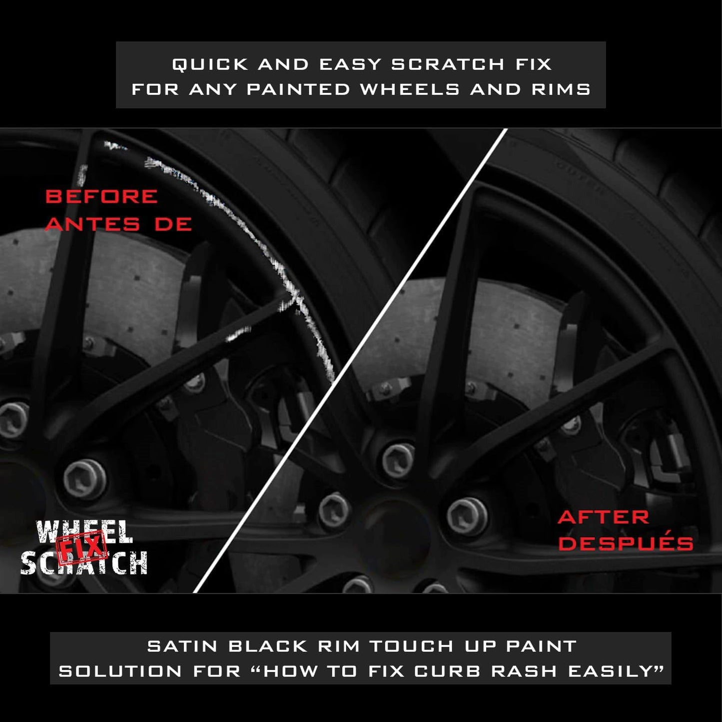 Matte Black Rim Touch Up Paint, Car Wheel Scratch Repair, Wheel Touch Up Paint Pen, curb rash repair, curb rim repair, Rim Alloy Matte Black Wheel Paint (Matte Black Satin Pen Only)