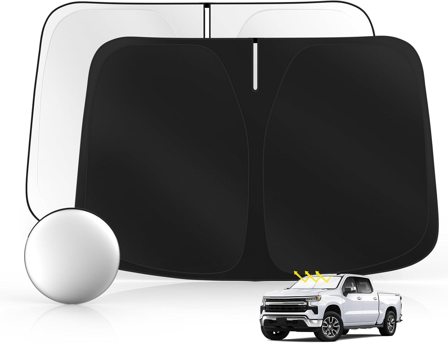 Windshield Sun Shade for Silverado 1500 2019-2025 2026 Foldable Sunshade Custom Fit Front Window Car Interior Accessories Protector Blocks UV Rays