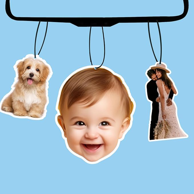 Custom Air Freshener for Car, Personalized Air Fresheners, Custom Double Sided photo Air Freshener, for Wardrobe,Bathroom and Hanging Ornaments (Crop)