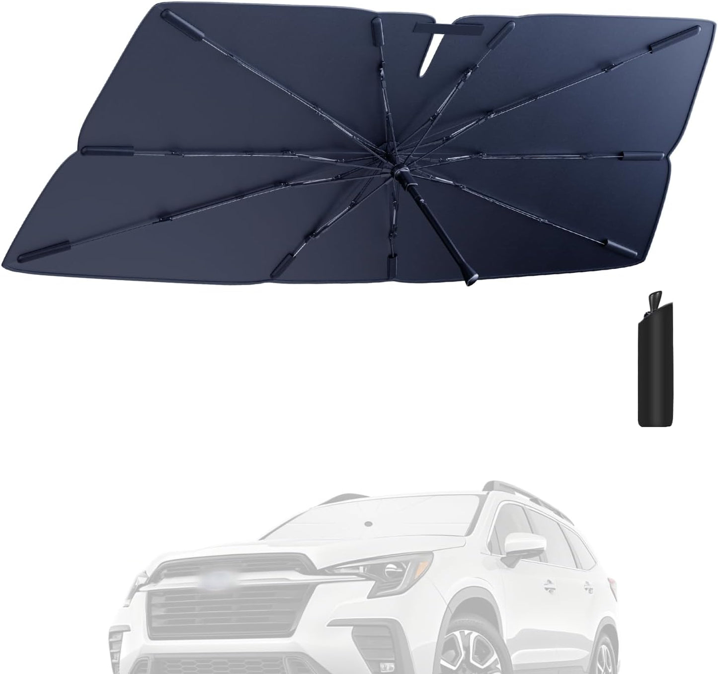 Windshield Sun Shade Umbrella Compatible with 2019-2025 Subaru Ascent Accessories: Custom Fit 210T Silver, Foldable Sunshade Front Window Sun Visor, Blocks UV Rays, Keeps Car Cool for Premium/Limited