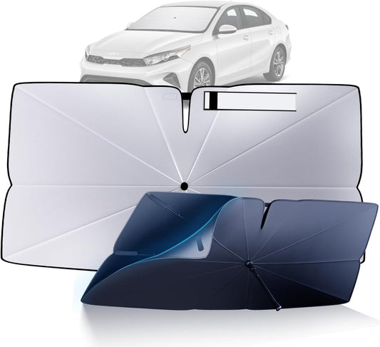 Windshield Sun Shade Umbrella for 2019-2025 Kia Forte Accessories: Custom Fit 240T Silver, Double Thickened, Foldable Sunshade Front Window Sun Visor, Ultimate 99% UV Blocking for FE/LXS/GT-Line/GT