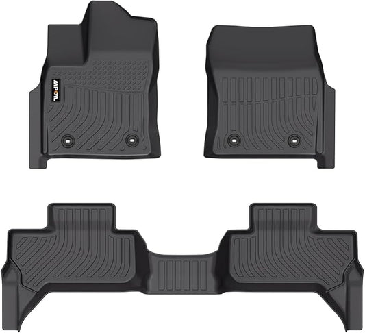 AIPOIL® Floor Mats for 2022-2025 2026 Toyota Tundra Double Cab Fits 1st & 2nd Row TPE All Weather Anti-Slip Floor Liners Full Set Custom Car Mats Accessories, Black