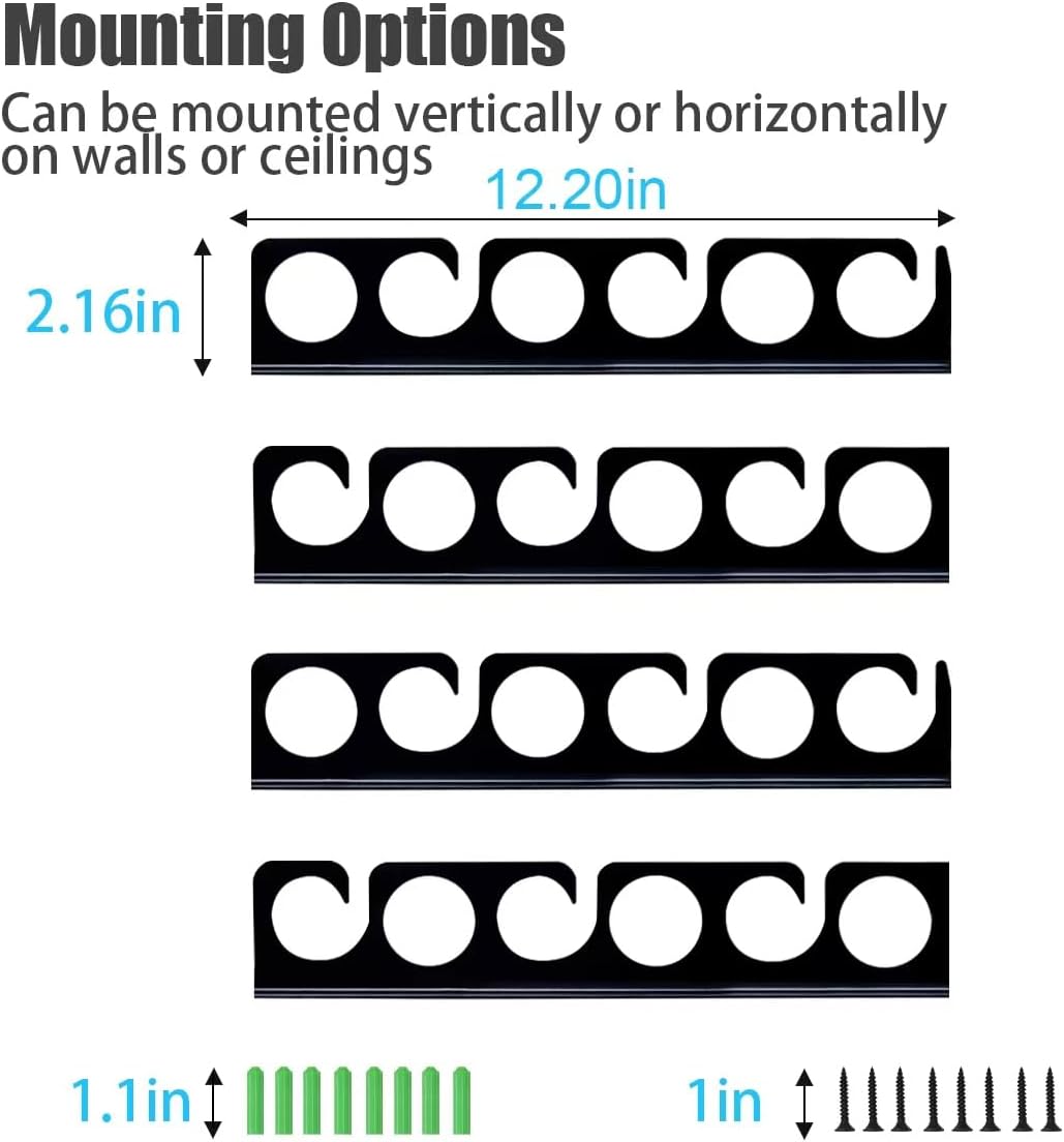Fishing Rod Rack Pole Wall or Ceiling Storage Holder Hook Keeper Display Hanger Organizer Mount for Garage, Cabin Storeroom Porch and Basement Poles Holds 12 Rods Heavy Duty Metal safe
