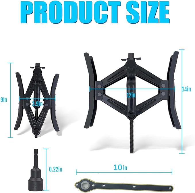 RV Rotatable Wheel Chock Stabilizers (Drill Adjusted), Camper Heavy Duty Tire Chock Stabilizers, Travel Trailers Wheel Chock Scissor 2 Sets with Ratchet,hex Socket,Gloves (Black-Turn)