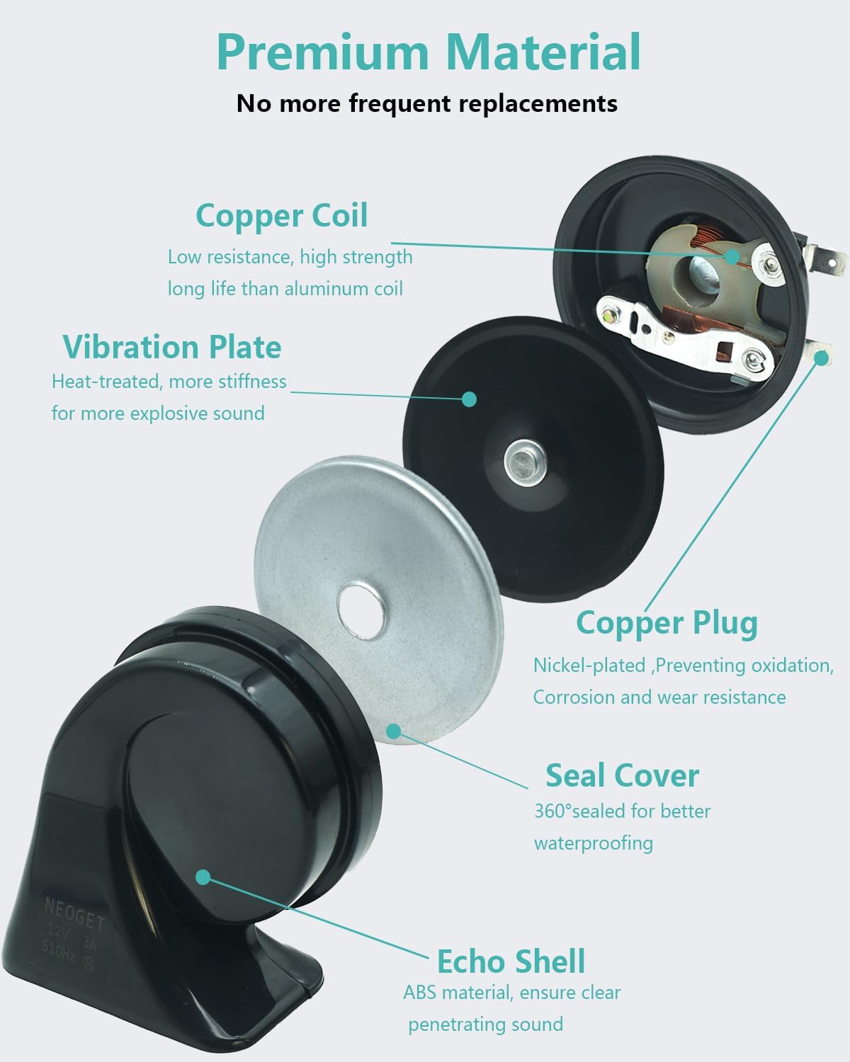 Car Horn Kit for New Honda Acura 12V Loud Waterproof Auto Horn, High Low Dual Tone 126 Decibel, Replacement for New Honda