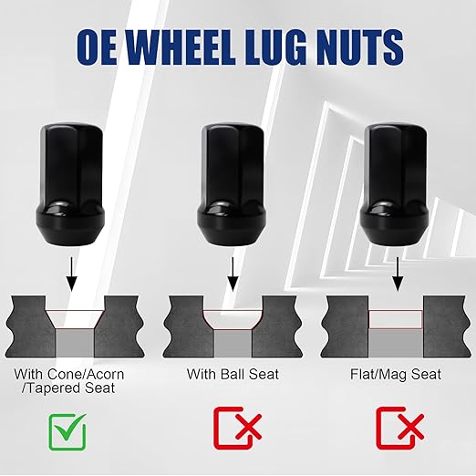M14x1.5 Lug Nuts, 7/8" Hex, 1.75" One-Piece Design Wheel Lug Nuts for 2008-2024 Chevy Silverado GMC Sierra 2500 3500, 2012-2024 Ram 2500 3500 Fit for OEM 611-236|611-330(24Pcs,Black)