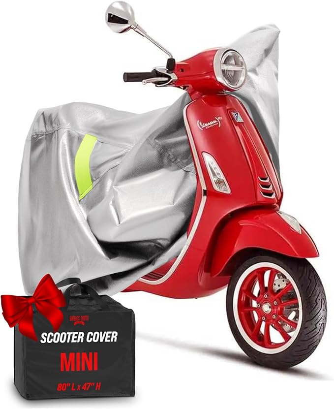 Badass Moto Ultimate Scooter Cover For Vespa Cover, Moped Cover Waterproof Outdoor For Honda Ruckus Scooter Cover Fits Honda Super Cub Heavy Duty Motorcycle Cover For Yamaha Zuma 125 Cover, Light Gray