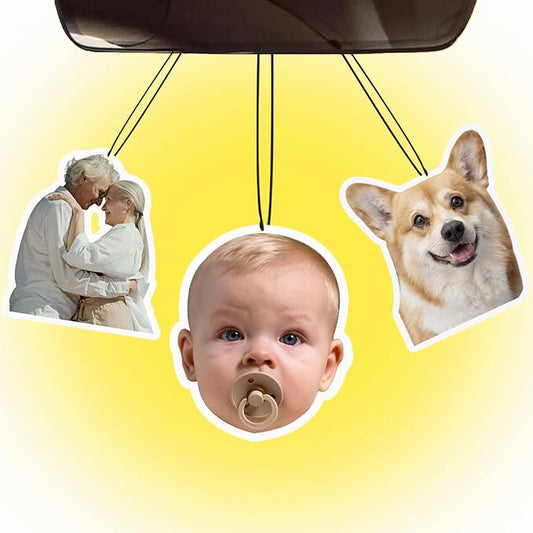 Custom Air Fresheners with Pictures - Personalized Double Sided Photo Air Freshener for Car, Customized Funny Face Car Air Freshener for Wardrobe Bathroom Hanging Ornaments