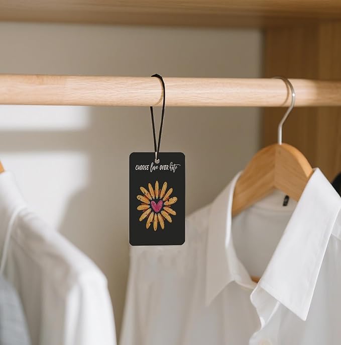 'Choose Love Over Hate' Floral Car Air Fresheners - Inspirational Quotes & Colorful Flower Designs, 4 - Pack Ideal Decor & Gift for Positivity Seekers, for Car, Closet & Home