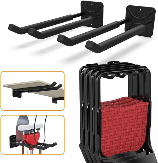 TORACK Garage Hooks Heavy Duty Tool Organizer, Wall Mount Hanger Rack Garage Storage Utility Hooks for Car Tires, Ladders, Chairs, Strollers, Power Tools, Garden Tools (2 Pack, 12.4" Hook)