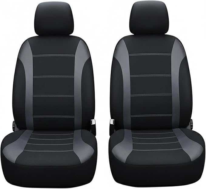 Champlus Car Seat Covers, Carbon Fibre and Durable Breathable Mesh 2 Front Bucket Seat Covers, Universal Fit Automotive Sedan Cars, SUVs, Trucks, Mini Vans, Airbag Compatible, Easy to Install