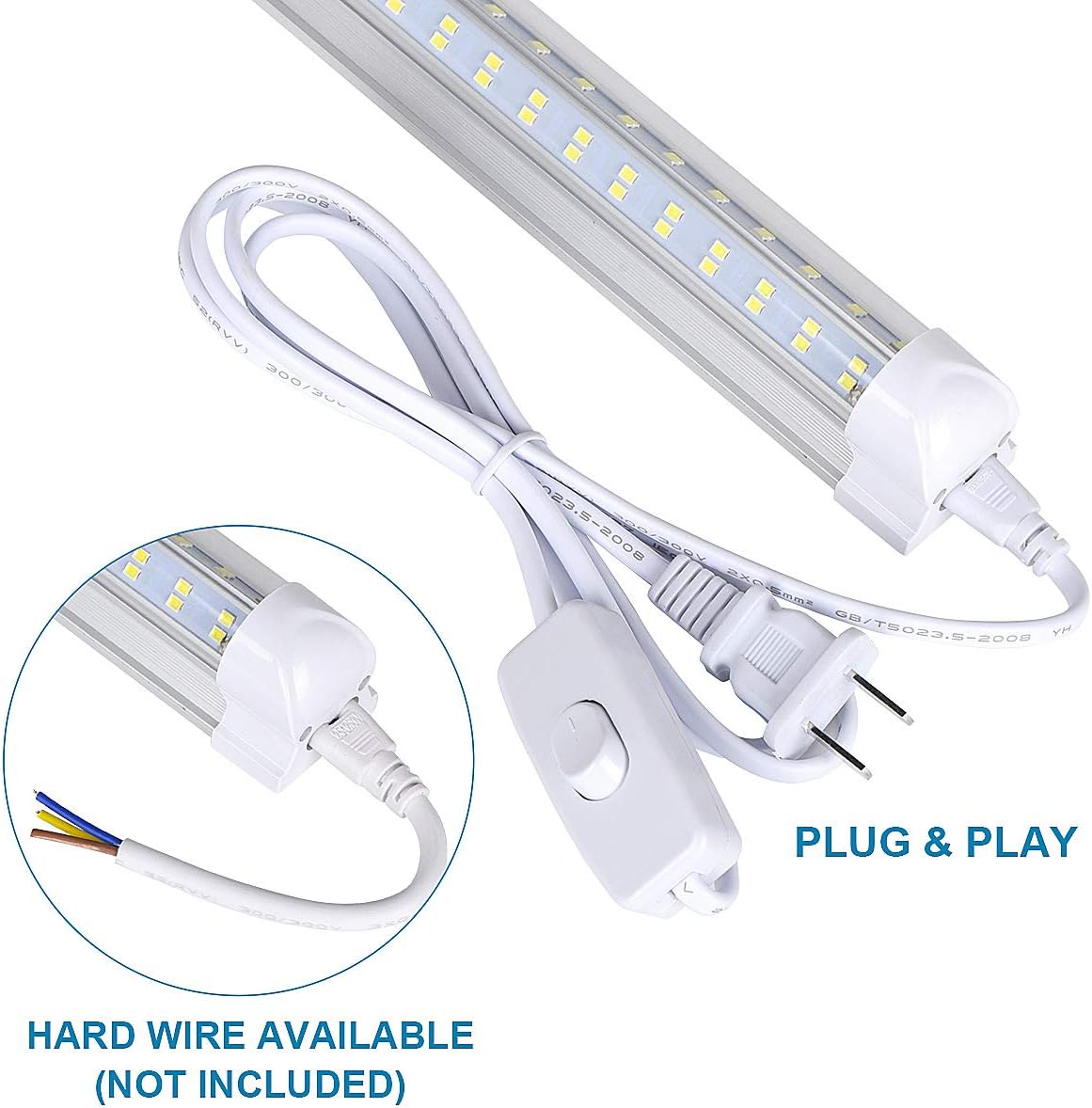 20 Pack 8FT LED Shop Light Fixture, 144W 15500LM 6000K Cool White,High Output Linkable Tube Light, 4 Rows V Shape T8 8 Foot LED Shop Lights for Garage, Warehouse