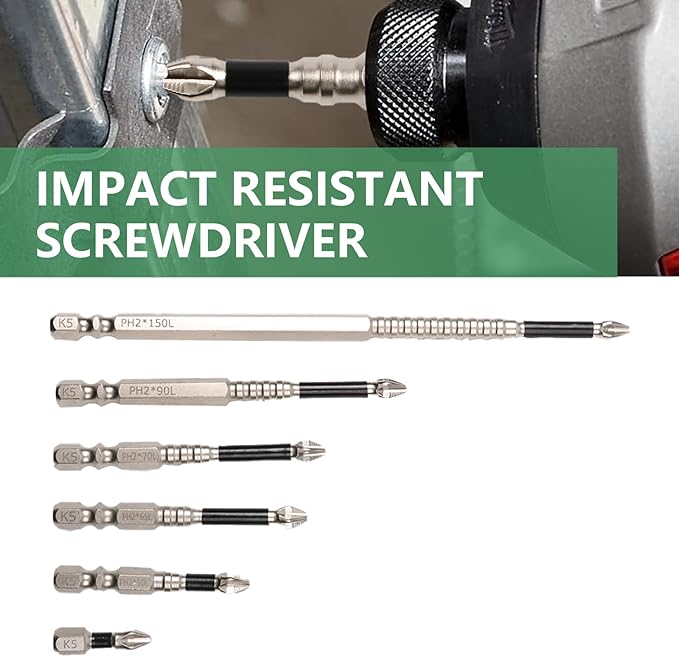 Magnetic Screwdriver Bit Set, high-magnetic screwdriver drill bit set,25 50 65 70 90 150MM Magnetic Screwdriver Bits (6)