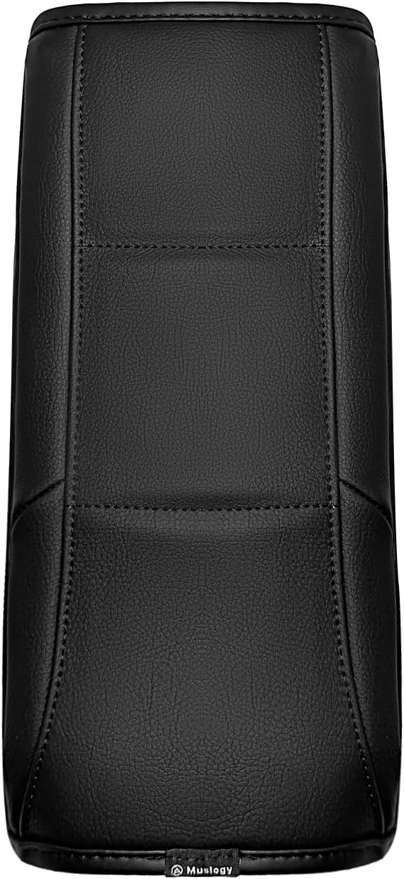 Muslogy Center Console Armrest Cover Compatible with Honda 2012-2015 Civic Accessories Comfort Armrest Pad Arm Rest Cushion Vegan Leather Protector Black Regular Thick